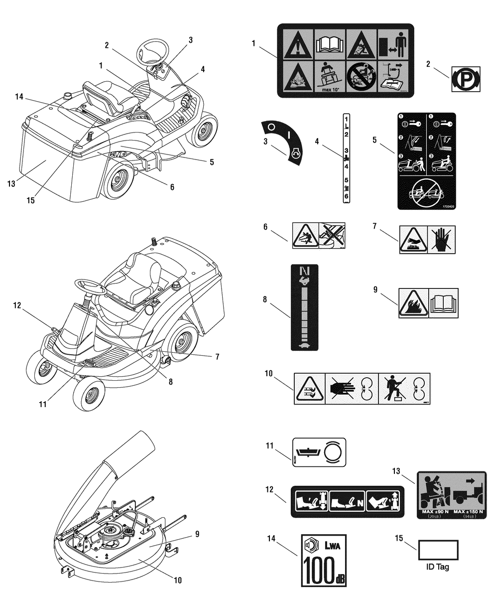 Decals Group - Common And Safety (C885325) Diagram and Parts List for 7800680-LT75RD  Briggs and Stratton Lawn Tractor